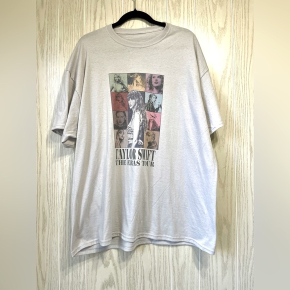 Taylor Swift The Eras Tour Oversized Shirt Grey T-shirt Size XL EUC - Picture 1 of 4